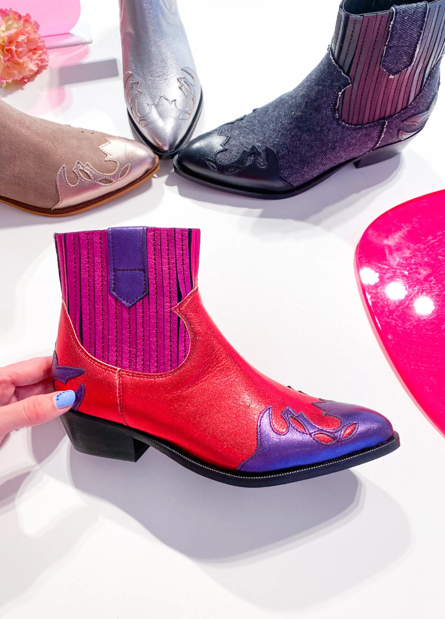 AUSTIN metallic - Westernboots | Fuchsia / Raspberry