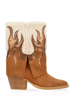 BARBADOS teddy - Westernboots | Off white / Cognac