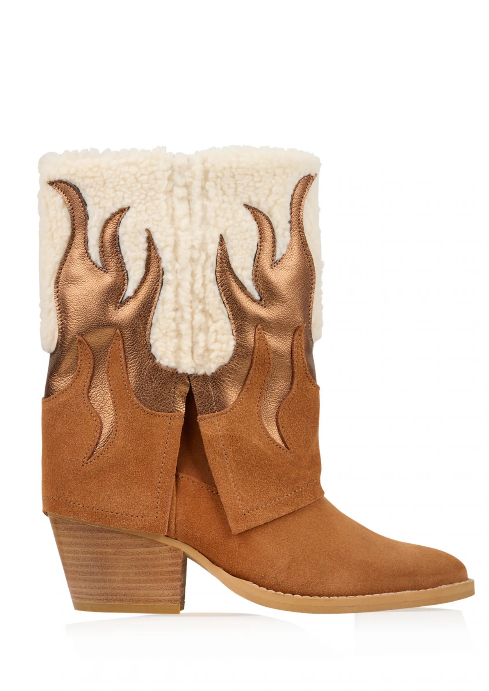 BARBADOS teddy - Westernboots | Off white / Cognac