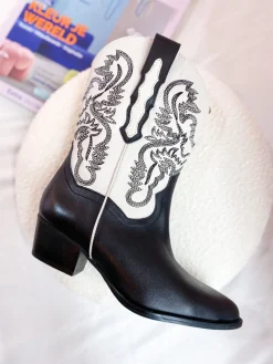 BRADY leer - Westernboots | White / Black