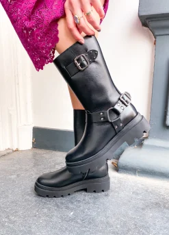 CREEK leer - Bikerboots | Black