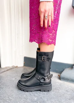 CREEK leer - Bikerboots | Black