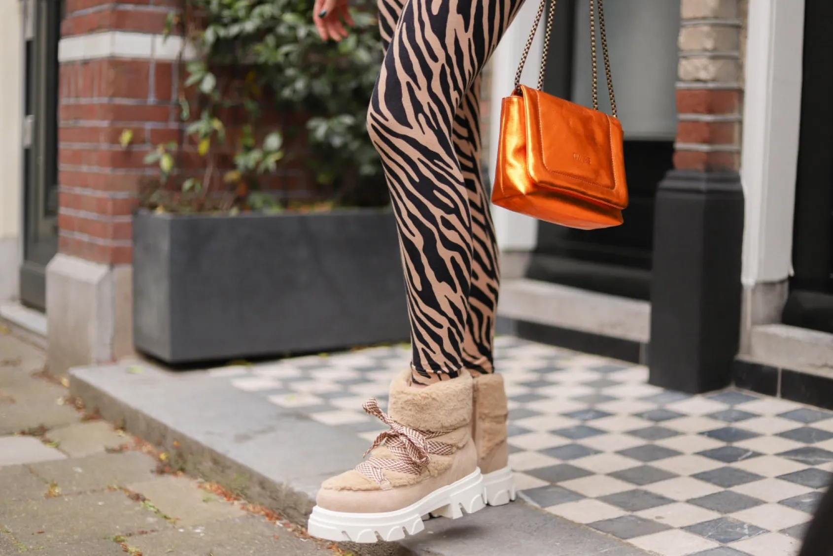 HARBIN teddy - Bikerboots | Beige