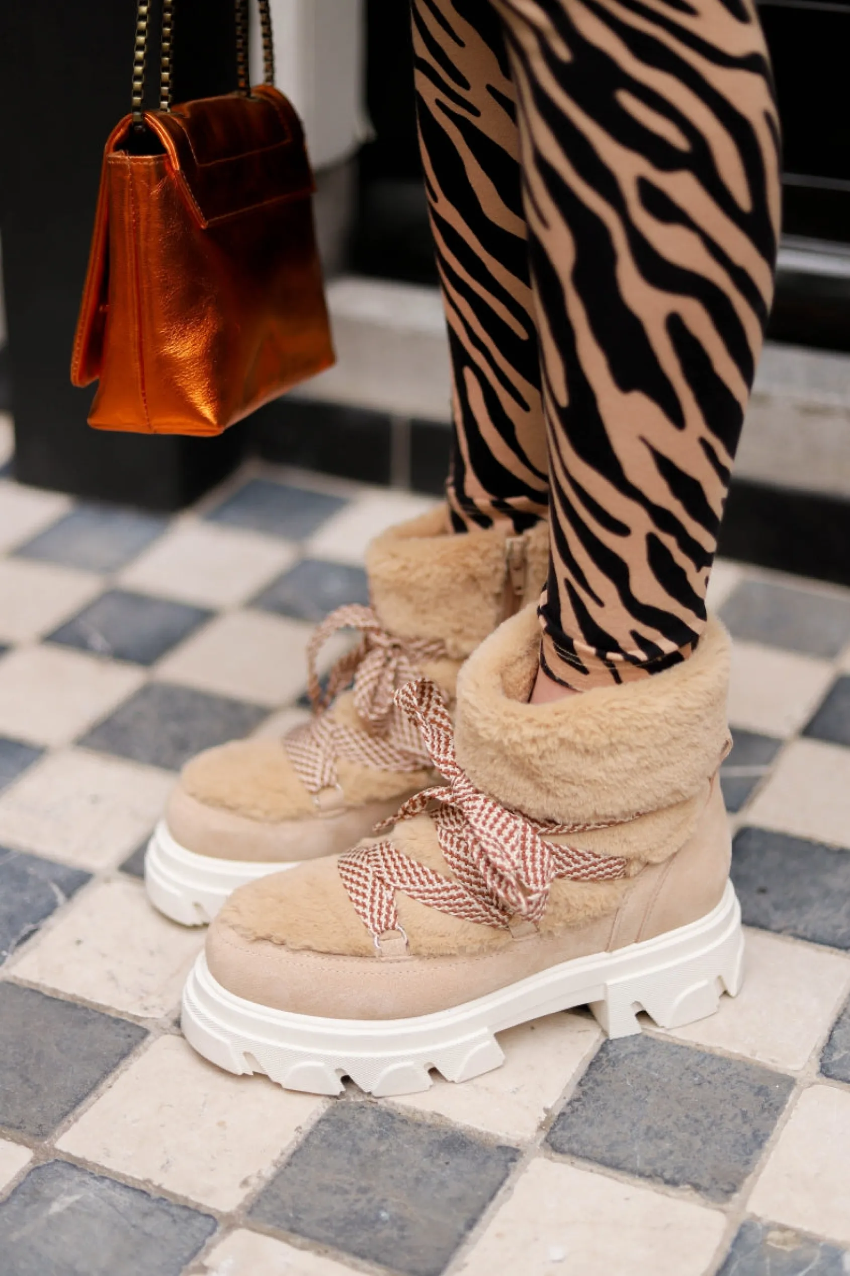 HARBIN teddy - Bikerboots | Beige