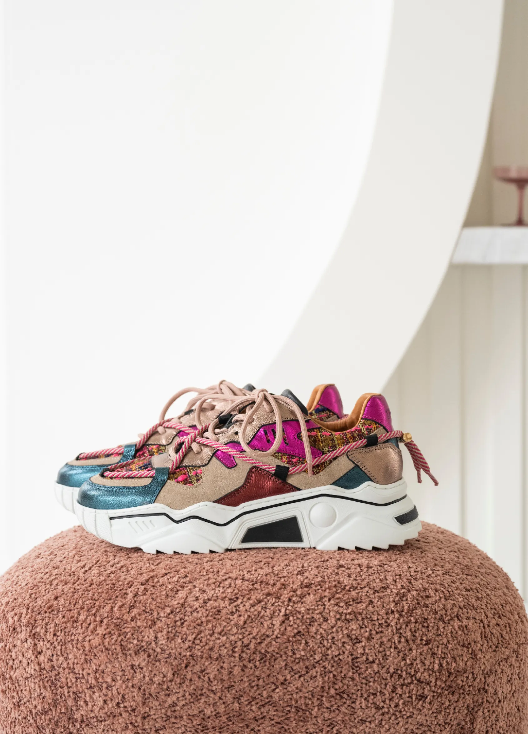 JUPITER tweed - Sneakers | Beige / Fuchsia