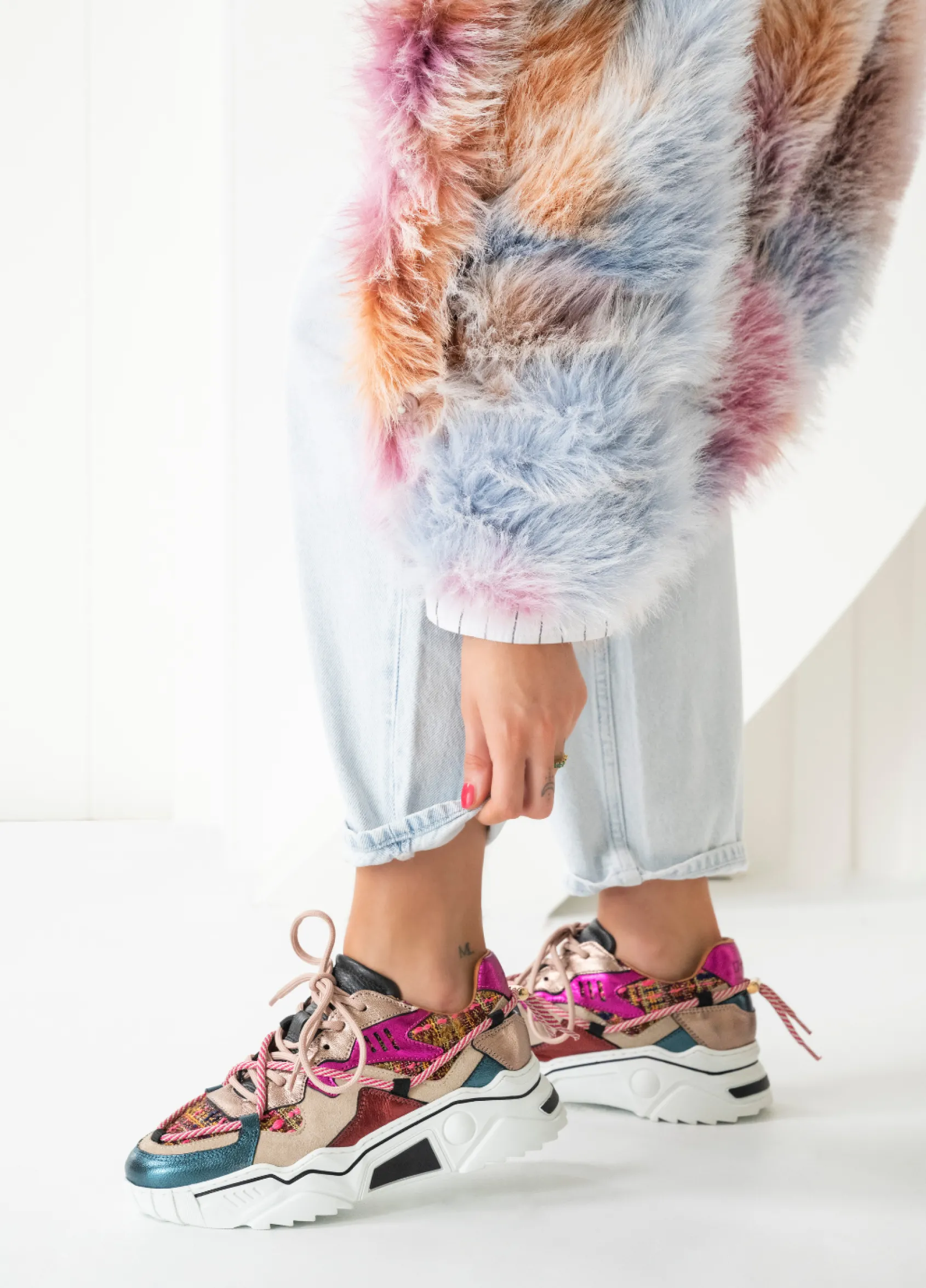 JUPITER tweed - Sneakers | Beige / Fuchsia