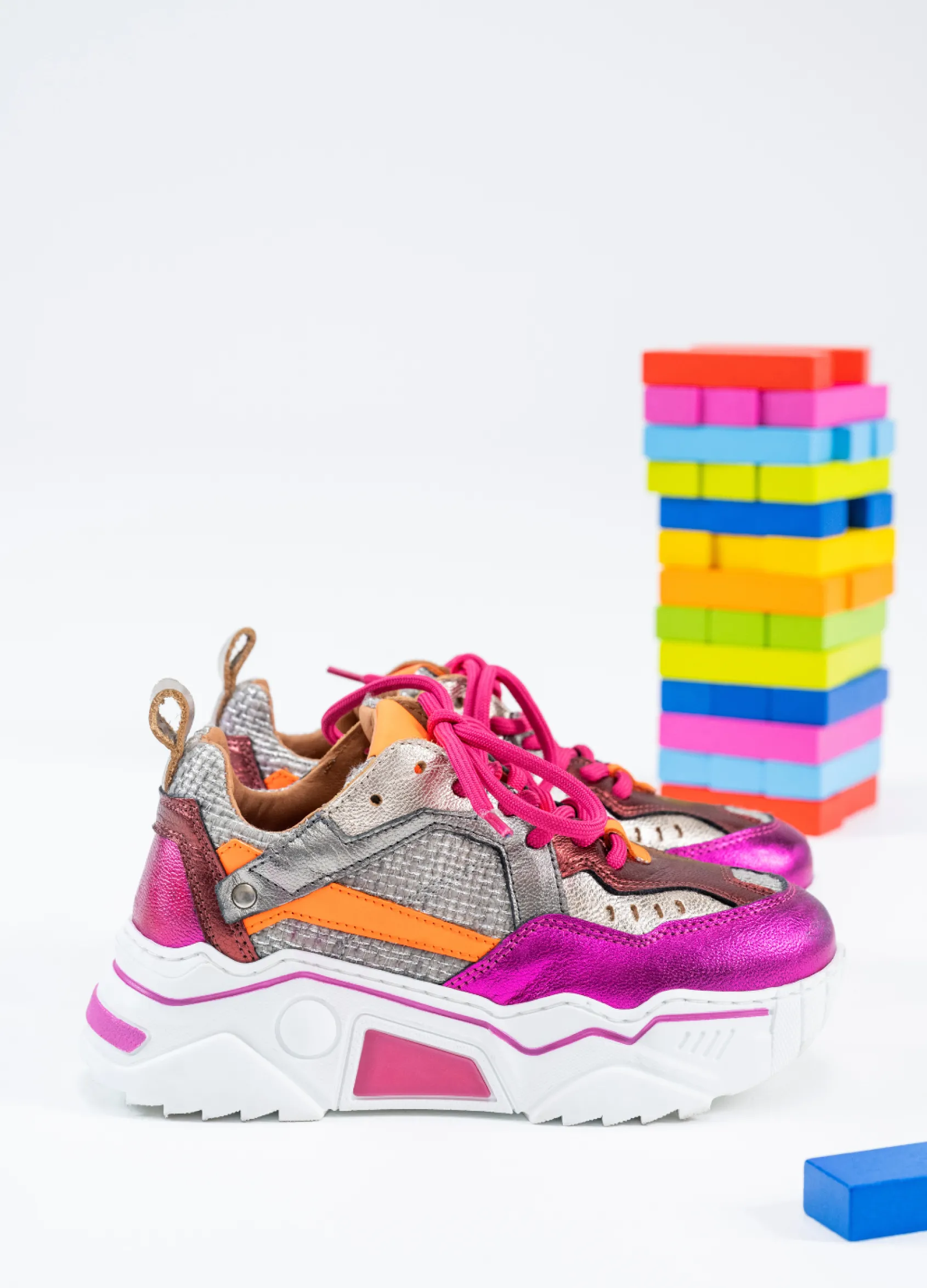 PLUTO KIDS mesh - Sneakers | Steel / Fuchsia