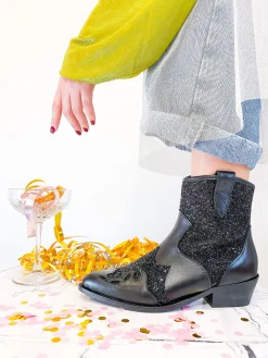 PRE ORDER LUCCA glitter - Westernboots | Black | Black