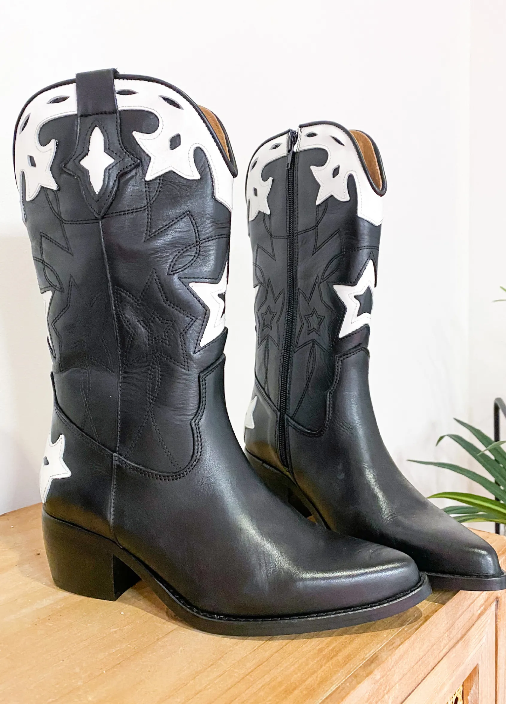 SHELBY leer - Westernboots | Black / White