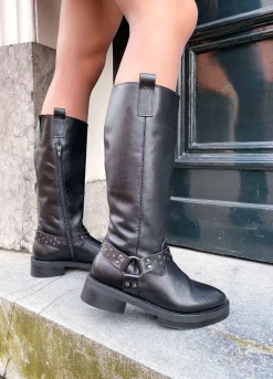 TIMBER leer - Bikerboots | Black