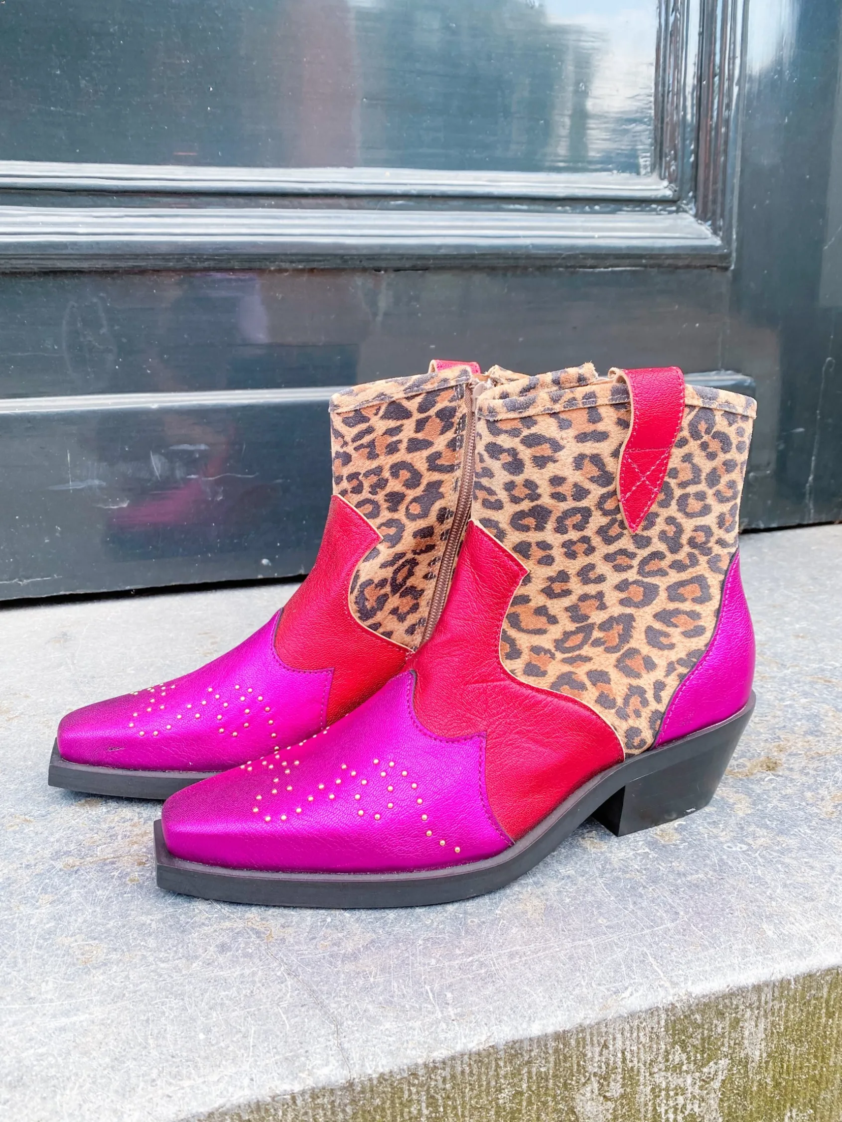 WENEN leopard - Enkellaarsjes | Raspberry / Fuchsia